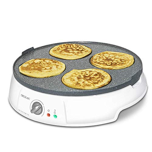 Cecotec Crepe Fun CrepeStone Twin, 1200 w Power und Antihaftbeschichtungsstein aus ökologischem Stein mit umkehrbarer Platte zur Zubereitung von Pfannkuchen oder 4 Pfannkuchen von Cecotec