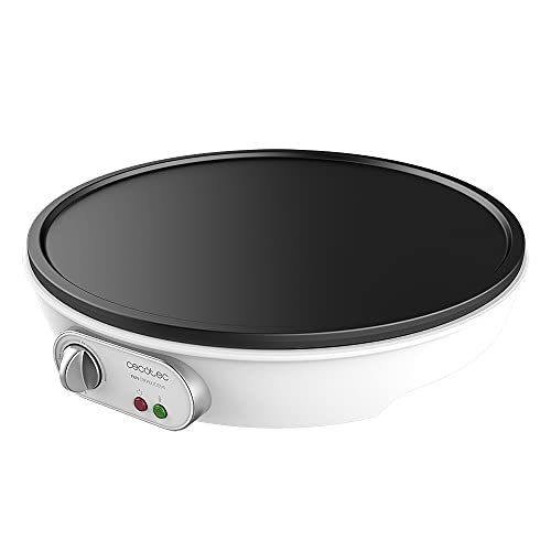 Cecotec Crêpes-Maker Fun Crepestone XL INOX. 1350 W, Edelstahl, abnehmbare Platte mit Antihaftbeschichtung, regelbarer Thermostat, Rolle und Spachtel inklusive, 38 cm von Cecotec