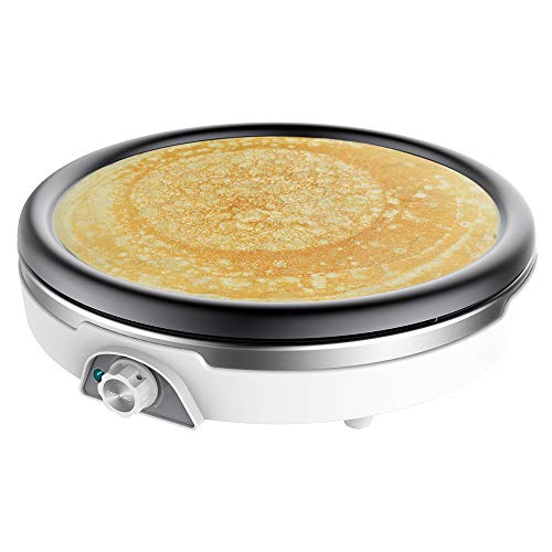 Cecotec Crepesmaker Fun Crepestone XL INOX. 1350 W, Edelstahl, Platte mit antihaftbeschichtung und abnehmbar, Einstellbarer Thermostat, Rolle und Spatel inklusive, 38 cm von Cecotec