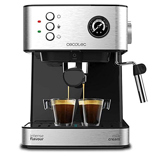 Cecotec Cumbia Power Espresso 20 Barista Aromax Kaffeemaschine. Leistung 2900 W, 2 Heizsysteme, 20-bar-Druckpumpe, Manometer, Doppelauslassfilterhalter und 2 Filter (Professionale) von Cecotec