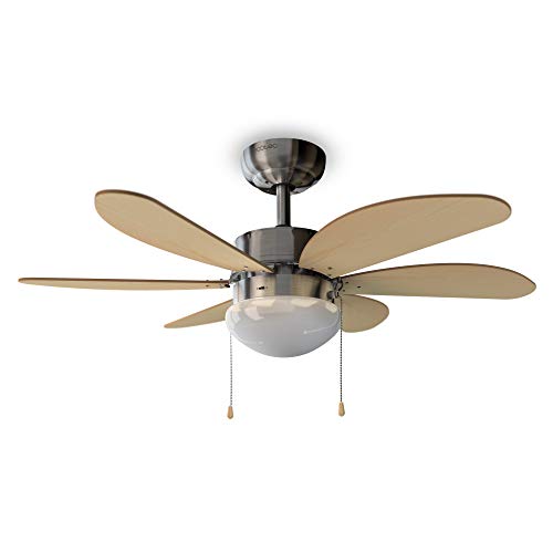 Cecotec Deckenventilator EnergySilence Aero 350. 50 W, geringer Verbrauch, 81 cm Durchmesser, Lampe, 6 Wendeflügel, 3 Geschwindigkeiten, Winterfunktion, Weiß oder Holzoptik von Cecotec