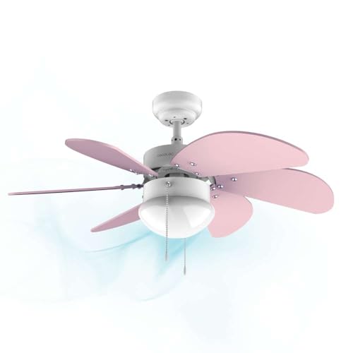 Cecotec Deckenventilator EnergySilence 3600 Vision Purple, 50 W, Durchmesser 92 cm, Lampe, 3 Geschwindigkeiten, 6 Umkehrbare Klingen, Sommer-/Winterfunktion, Zugkette, Weiß von Cecotec