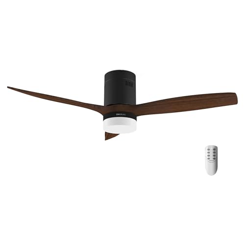 Cecotec Deckenventilator mit LED-Licht Energysilence Aero 5600 Classic Black. 40W, DC-Motor, Durchmesser 132 cm, 3 Flügel, 18W LED, Timer, 6 Geschwindigkeiten, Fernbedienung, Sommer-/Winterfunktion von Cecotec