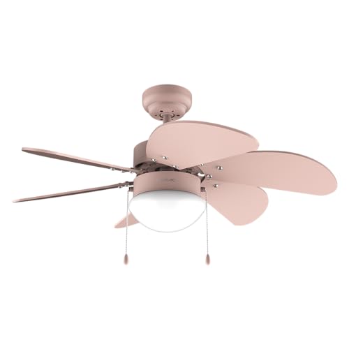 Cecotec Deckenventilator mit Licht EnergySilence Aero 3600 Vision Full Pink 50 W, 36", 3 Geschwindigkeiten, 6 umschaltbare Flügel, Winter-Sommer-Modus, einfache Bedienung, Ein/Aus, Kettenschalter von Cecotec