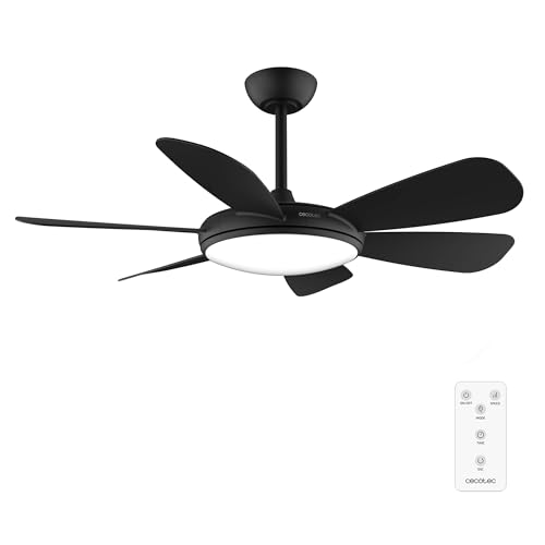 Cecotec - Deckenventilatoren mit Licht EnergySilence Aero 5200 Black Pro, 36 W mit DC-Motor und 52 Zoll, LED-Licht, Fernbedienung, Timer, 6 Klingen und Wintersommermodus von Cecotec