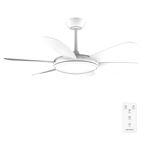 Cecotec - Deckenventilatoren mit Licht EnergySilence Aero 5200 White Pro, 36 ​​W Motor DC und 52 Zoll, Licht LED, Distanzwind-LED, Timer, 6 Flügel und Wintersommer Modge von Cecotec