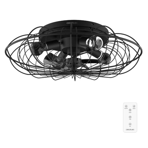Cecotec - Deckenventilatoren mit Licht EnergySilence LampAero 650 Iron Design, 20W, DC -Motor, Lampe, 5 11 "Klingen, Fernbedienung, 3 Geschwindigkeiten, 3 Tonnen Licht, Timer, Winter/Sommermodus von Cecotec