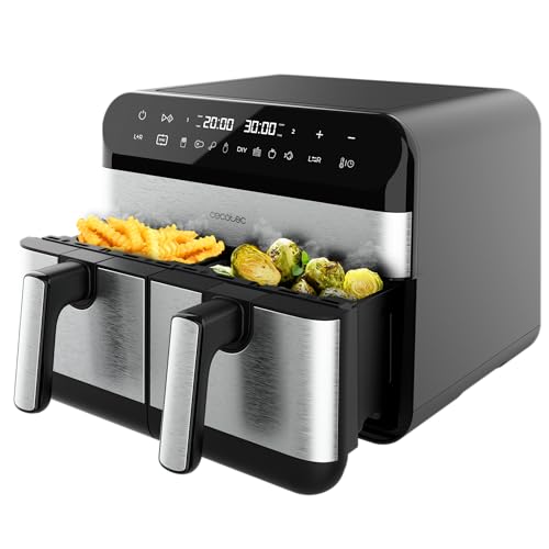 Cecotec Heißluftfritteuse 9 L CecoFry Advance Double. 2850 W, Kompakte, Digitale und ölfreie Diätfritteuse, zwei Körben mit Doppelter Temperatur und PerfectCook-Technologie von Cecotec