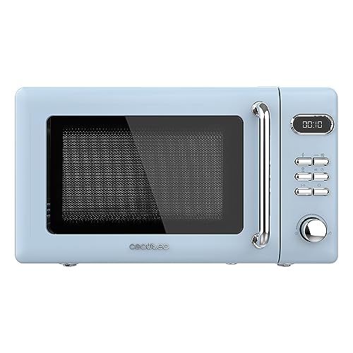 Cecotec Digitale Mikrowelle mit Grill Proclean 5110 Retro Blue, 700 W in 5 Stufen, Timer bis 60 Minuten, 8 Programme und Auftaumodus, Vintage-Design in Blau von Cecotec