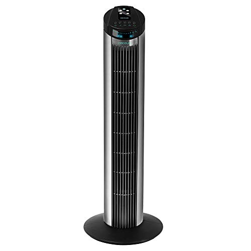 Cecotec Digitale Turmventilator mit Timer und Fernbedienung EnergySilence 890 Skyline, 50 W, 30'' (76 cm) Höhe, Oszillation, Kupfermotor, 3 Geschwindigkeiten, 3 Modi, Schwarz von Cecotec