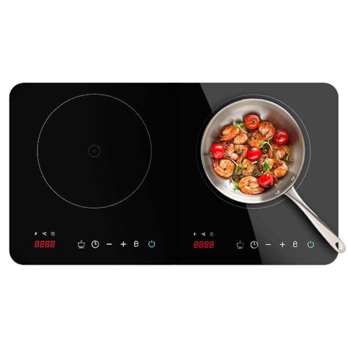 Cecotec Tragbare Induktionskochplatte mit 2 Kochfeldern Full Magma Double, 3500 W, 8-10 Stufen, Digital, Touch-Steuerung, Überhitzungsschutz, Auto Off, Thermostat, von 60 bis 240 ºC von Cecotec