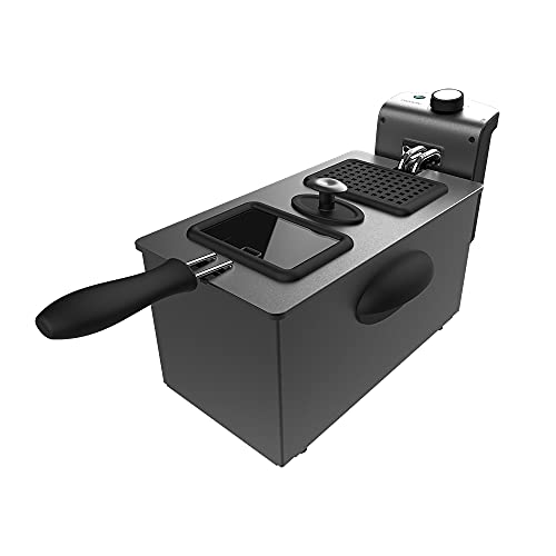 Cecotec Elektrische 3 Litern Fritteuse CleanFry 3000. Edelstahl mit OilClean-Filter, der das Öl sauber hält, 2180 W Leistung, Abdeckung mit Sichtfenster und Anti-Geruchsfilter (3000 Dark) von Cecotec