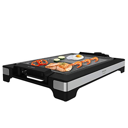 Cecotec Elektrische Grillplatte Tasty&Grill 2000 InoxStone. 2000 W, Designstruktur und Edelstahlfinish. Einstellbarer Temperaturregler und antihaftbeschichtete Platte mit Bratfläche (Inox MixStone) von Cecotec