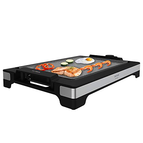 Cecotec Elektrische Grillplatte Tasty&Grill 2000 InoxStone. 2000 W, Designstruktur und Edelstahlfinish. Einstellbarer Temperaturregler und antihaftbeschichtete Platte mit Bratfläche (InoxStone) von Cecotec