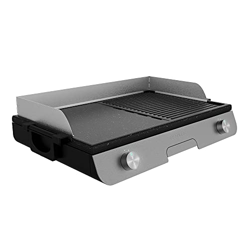 Cecotec Elektrischer Tischgrill PerfectRoast 3000 Inox. 3000 W, Grillfläche Mixta, Antihaftbeschichtung, regulierbares Thermostat, Fettauffangschale von Cecotec
