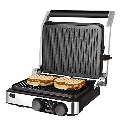 Cecotec Elektrischer Tischgrill Rock'nGrill Dual 2000 W, Temperaturregelung auf jeder Platte unabhängig voneinander, abnehmbare und antihaftbeschichtete Platten, 180º zu öffnen von Cecotec