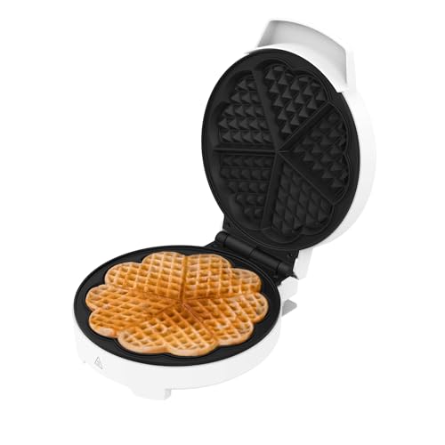 Cecotec Elektrisches Waffeleisen Fun Gofrestone Round 1000 W, Edelstahl-Oberfläche, 1-5 Waffeln, Herzform oder 1 große Waffel, Antihaftbeschichtung, gleichmäßige Garung, Leuchtanzeige von Cecotec