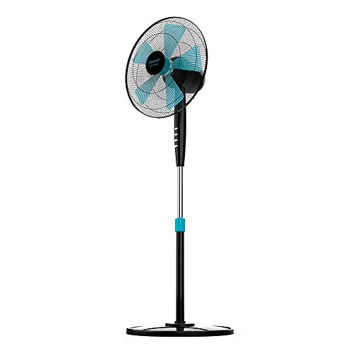 Cecotec EnergySilence 510 Standventilator. 40 W, 5 Flügel mit 40 cm Durchmesser, oszillierend, 3 Geschwindigkeiten, einstellbare Höhe 115-135 cm, Kupfermotor, schwarzes Design (Schwarz | 110-130 cm) von Cecotec