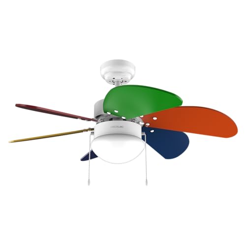 Cecotec EnergySilence Aero 360 ColorFull Deckenventilator mit Licht 50W, Durchmesser 36" (92cm), 3 Geschwindigkeiten, 6 umschaltbare Flügel, Winter-Sommer-Modus, Einzelgebrauch, Kettenschalter von Cecotec