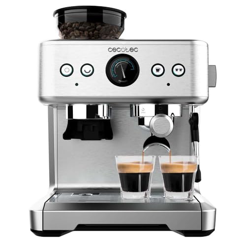 Cecotec Espressomaschine Barista Power Espresso 20 Barista Maestro, 2250 W, 20 Bar, Manometer und 2 Thermoblocks, Kaffeebohnenbehälter, 20-stufiges Mahlwerk, Dampfauslass von Cecotec