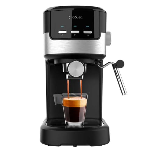 Cecotec Espressomaschine Compacta Power Espresso 20 Pecan, 1100 W, 20 bar, Thermoblock-System, schwenkbarer Dampfgarm, Filterarm mit Doppelausgang und 2 Filter, 1,25 Liter von Cecotec