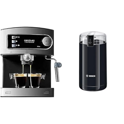 Cecotec Espressomaschine Cumbia Power Espresso 20 Barista Aromax & Bosch Hausgeräte TSM6A013B Kaffeemühle, Schwarz von Cecotec