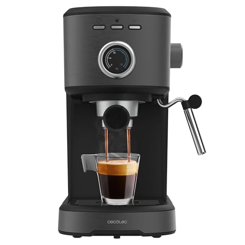 Cecotec Espressomaschine Power Espresso 20 Pecan Steel Digitaler Espressokocher mit 20 bar und schwenkbarem Dampf, Schwarz von Cecotec