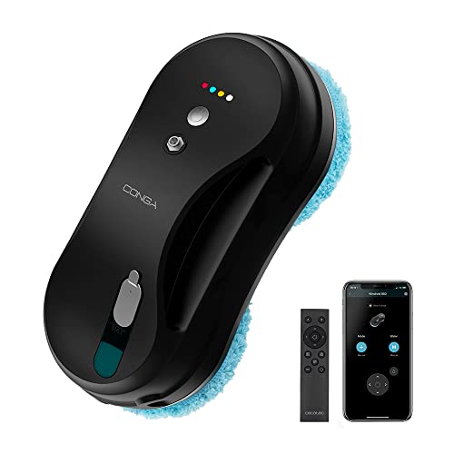 Cecotec Fensterputzroboter Windroid 880 SprayWater Smart Connected. 90 W, Sprühflasche, Reinigung und Trocken, App-Steuerung und Fernbedienung, 4 Programme, Kabel 5,5 m, inklusive 12 Tücher, Schwarz von Cecotec