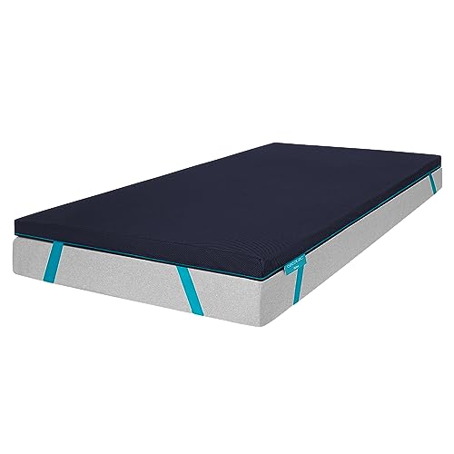 Cecotec Flow TopSerenity Matratzenauflage, 90 x 190 cm, 100% viskoelastischer Kern, rutschfeste elastische Gurte, mittlere Härte, Höhe 5 cm, Bezug EasyClean, Vakuumverpackung, Milben-System von Cecotec