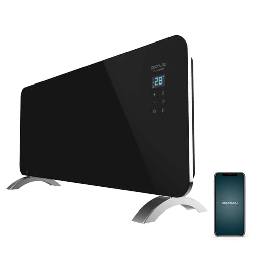 Cecotec Glass Convector Ready Warm 6770 Crystal Connection. 2000 W, WiFi-Steuerung, einstellbares Thermostat, Timer, Bodenständer, Geeignet für Badezimmer (IP24), Lautlos von Cecotec
