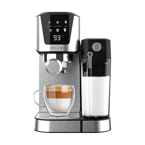 Cecotec Halbautomatische Kaffeemaschine Power Espresso 20 Cream: 20 Bar, Thermoblock-Heizung, für gemahlenen Kaffee, Espresso, Cappuccino, Latte, Touchscreen, 700ml Milchbehälter, 1L Wasserbehälter. von Cecotec