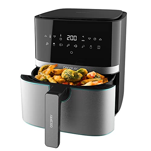 Cecotec Heißluftfritteuse 5,5 L Cecofry Full Inox 5500 Pro. 1700 W, Kompaktes und Digitale, Diät-Fritteuse, Edelstahlausführung, ölfrei, PerfectCook-Technologie, Thermostat, 8 Modi von Cecotec