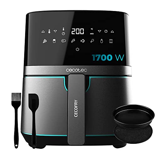 Cecotec Heißluftfritteuse 5,5 L Cecofry Full InoxBlack 5500 Pro mit Zubehör. 1700 W, Kompaktes und Digitale, Diät-Fritteuse, Edelstahlausführung, ölfrei, PerfectCook, Inklusive Zubehör von Cecotec