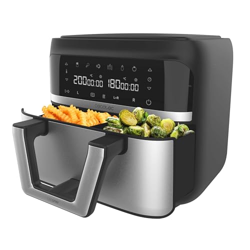 Cecotec Heißluftfritteuse 9 L CecoFry Advance Double. 2850 W, Kompakte, Digitale und ölfreie Diätfritteuse, zwei Körben mit Doppelter Temperatur und PerfectCook-Technologie von Cecotec