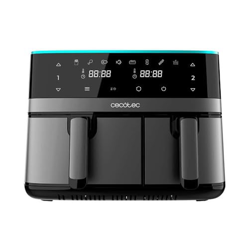 Cecotec Heißluftfritteuse 9 L CecoFry Advance Double. 2850 W, Kompakte, Digitale und ölfreie Diätfritteuse, zwei Körben mit Doppelter Temperatur und PerfectCook-Technologie von Cecotec