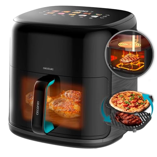 Cecotec Heißluftfritteuse ohne Öl - 8,5L - Grill - Doppelwiderstand - Integrierter Smoker - Air Fryer Cecofry&Grill Smokin'Prime 8500. 2300W, bewegliche Trennwand, 40-200°C von Cecotec