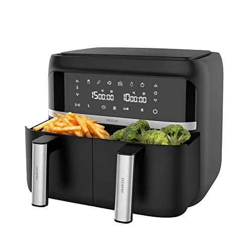 Cecotec Heißluftfritteuse 9 L CecoFry Advance Double. 2850 W, Kompakte, Digitale und ölfreie Diätfritteuse, zwei Körben mit Doppelter Temperatur und PerfectCook-Technologie von Cecotec