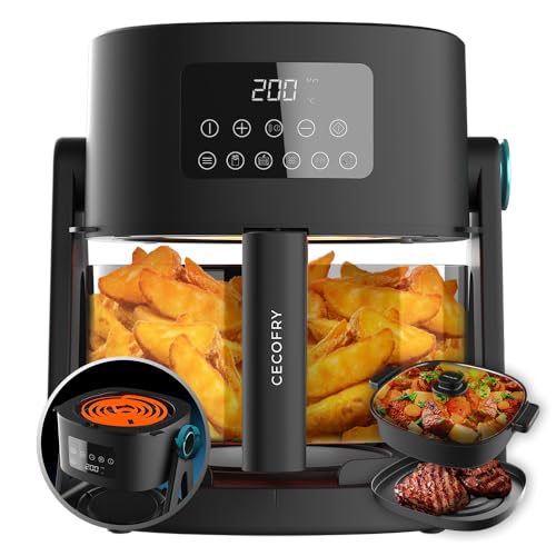 Cecotec Freidora de Aire sin Aceite de 4,5 L Air Fryer Cecofry Flip&Grill 4500. 1500 W, 3 en 1: Freidora, Grill y Olla, 6 Menús, Cubeta de Cristal, Temperatura y Tiempo Regulable, Accesorios von Cecotec