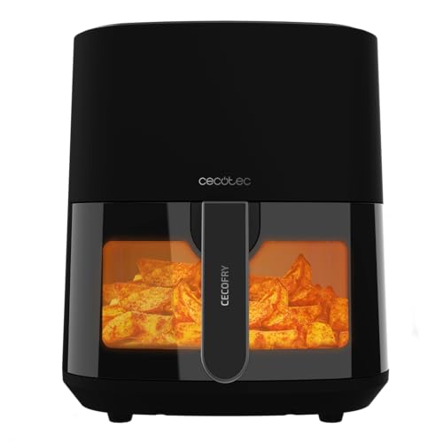 Cecotec Heißluftfritteuse ohne Öl 5,5L Cecofry Fantastik Window 5500 Fenster. 1500W, PerfectCook-Technologie, 9 Kochmodi, Touchscreen, Einstellbar 80-200ºC, Fenster, Kochzeit bis zu 60 Min von Cecotec