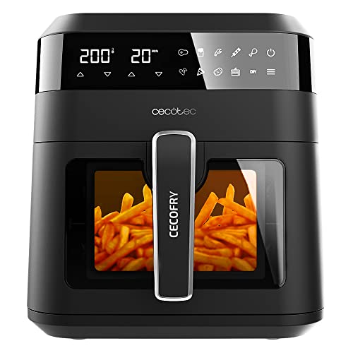 Cecotec Heißluftfritteusen 6L Cecofry Experience Window 6000. 1300 W, PerfectCook-Technologie, einstellbare Temperatur, Fenster, Touch-Bedienfeld, 9 Modi, Timer, Schwarz von Cecotec