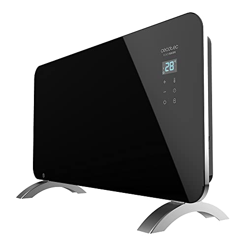 Cecotec Heizkonvektor mit Glasplatte Ready Warm 6670 Crystal Connection. 1500 W, WiFi-Steuerung, einstellbares Thermostat, Timer, Bodenständer, Geeignet für Badezimmer (IP24), Lautlos von Cecotec