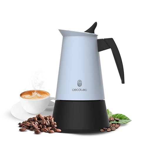 Cecotec Italienische Kaffeemaschine Piccolina 600 Blau, Kapazität 300 ml für 6 Tassen, Elegantes Design aus Stahl, Edelstahlfilter, Geeignet für alle Oberflächen, Sicherheitsventil, Silikonverschluss von Cecotec