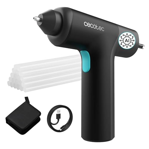 Cecotec Kabellose Heißklebepistole mit integriertem 3,6V Akku Perfect Fix 360 FreeStyle. IA Tech System, ultraschnelles Aufheizen, inklusive Etui, Tischschutz und 20 Klebesticks von Cecotec