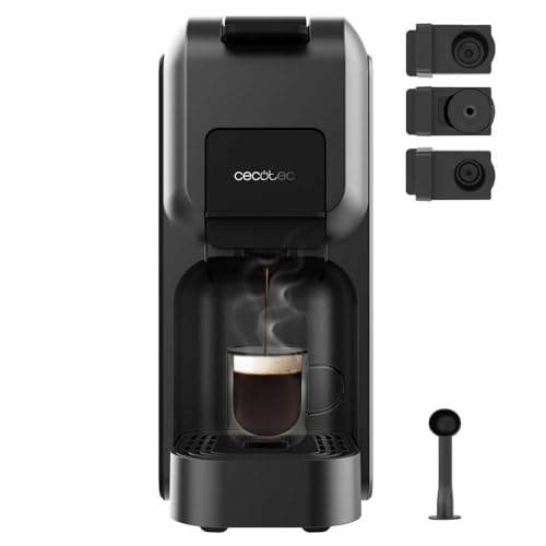 Cecotec Kapselmaschine Freestyle Compact Black. 1350W, Thermoblock-Heizung, Forcearoma-Technologie 20 Bar, 4-in-1 Espresso-Maschine. Geeignet für gemahlenen Kaffee, Dolce Gusto, Nespresso und K-Fee von Cecotec