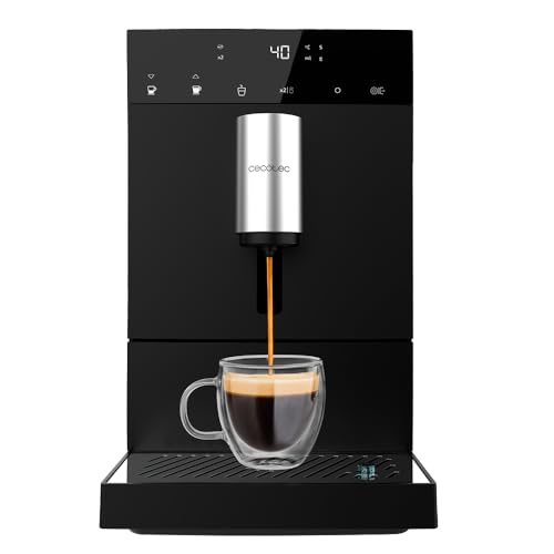 Cecotec Kompakte Vollautomatische Kaffeemaschine Cremmaet Compact. 1350 W, 19 Bar, Thermoblock-Heizsystem, 150 g Kaffeebehälter mit integrierter Mühle und 1,1 L, Automatische Reinigung. Schwarz von Cecotec