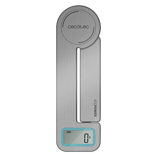 Cecotec Küchenwaage Kochsteuerung 10400 Smart Healthy EasyHang. 8k maximale Kapazität, Edelstahl, Griff zum Aufhängen, LCD-Display, Extraflaches Design (10100 EcoPower Compact) von Cecotec