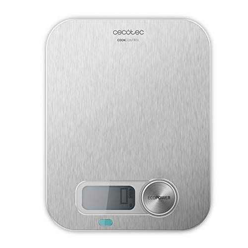 Cecotec Küchenwaage Kochsteuerung 10400 Smart Healthy EasyHang. 8k maximale Kapazität, Edelstahl, Griff zum Aufhängen, LCD-Display, Extraflaches Design (10200 EcoPower Inox) von Cecotec