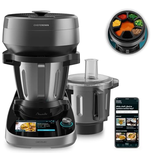 Cecotec Küchenroboter mit Lebensmittelspender Mambo CooKing Total Gourmet Essential, 2200 W, 45 Funktionen, Tausende von geführten Rezepten, 5L Unique Krug und 5L Victory Krug, Zubehör von Cecotec