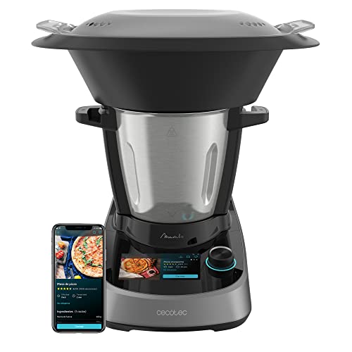 Cecotec Multifunktionsküchenroboter Mambo Touch, 1600 W, 37 Funktionen, 5-Zoll-TFT-Touchscreen mit integriertem Rezeptbuch, 3,3 Liter Fassungsvermögen, App, Waage und Edelstahlkrug von Cecotec