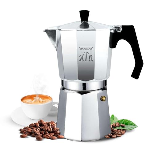Cecotec Mokclassic 900 Shiny Italienische Kaffeemaschine, Aluminium, für jede Küche, 9 Tassen Kaffee, Silikondichtung, ergonomischer und hitzebeständiger Griff, Edelstahlfilter, Ventil von Cecotec
